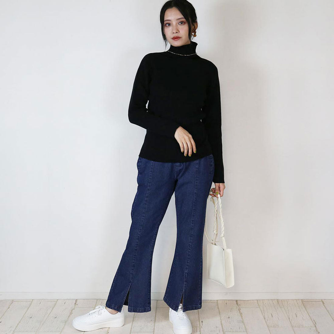 アットワン atONE タートルネックリブニット （BLACK） ブラック