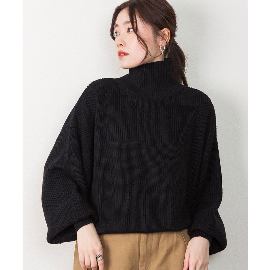 アットワン atONE タートルネックボリュームニット （BLACK） ブラック