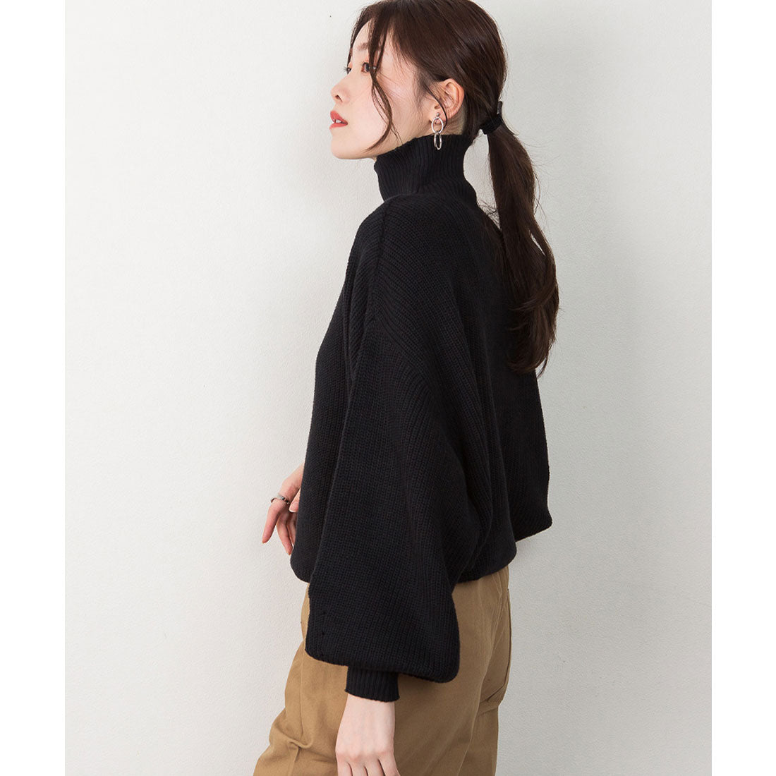 アットワン atONE タートルネックボリュームニット （BLACK） ブラック