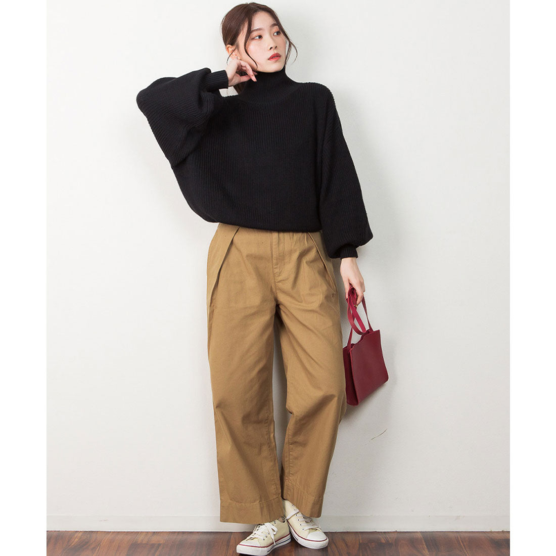 アットワン atONE タートルネックボリュームニット （BLACK） ブラック