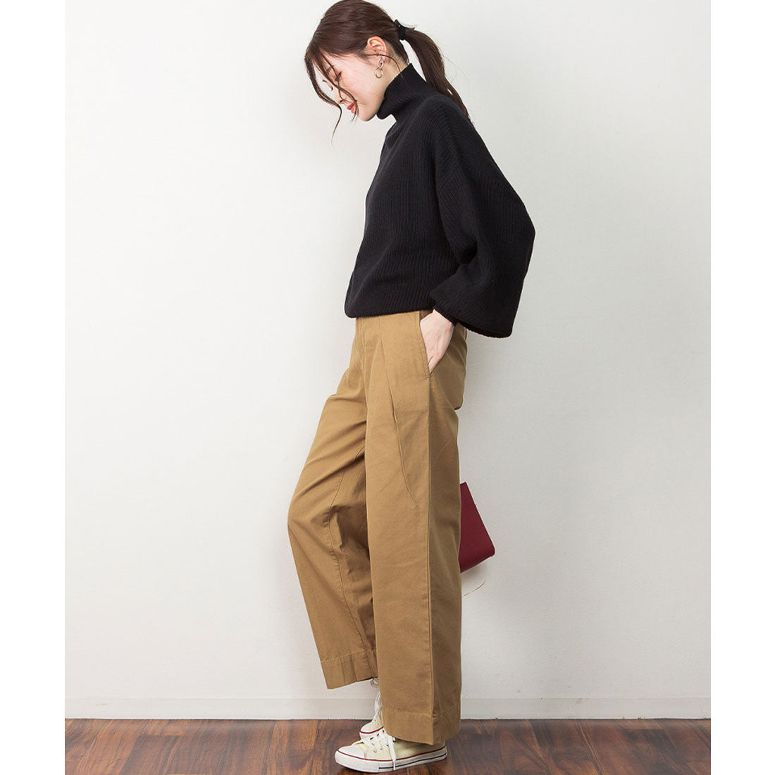 アットワン atONE タートルネックボリュームニット （BLACK） ブラック