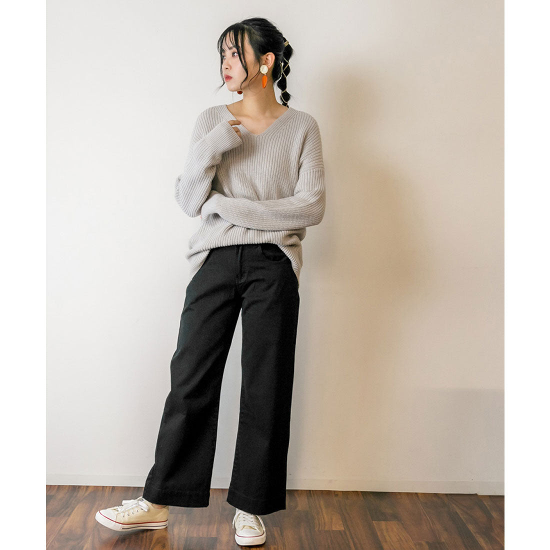 アットワン atONE カラーツイルワイドパンツ