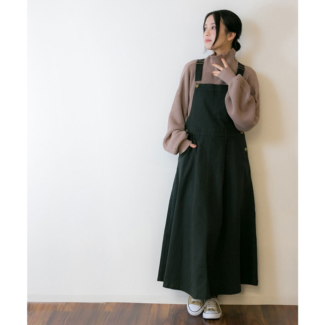 アットワン atONE マキシ丈フレアサロペスカート
