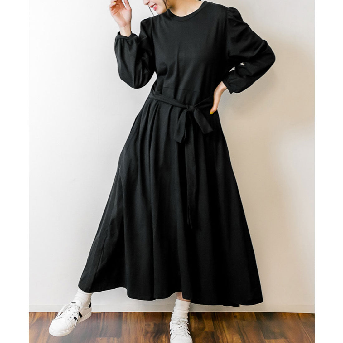 アットワン atONE フレアボリュームカットソーワンピース （BLACK） ブラック