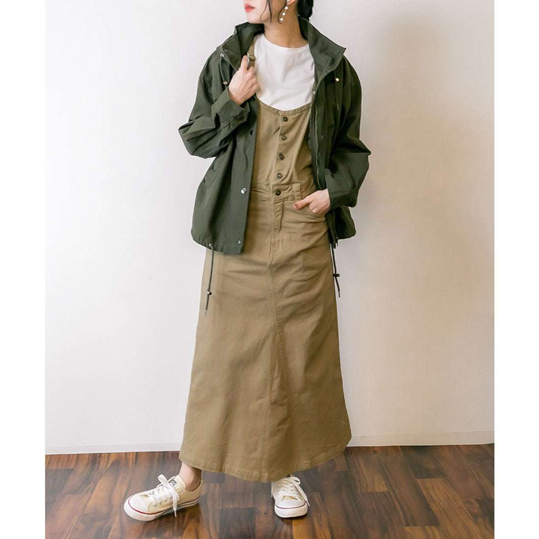 アットワン atONE ツイルステッチサロペットスカート