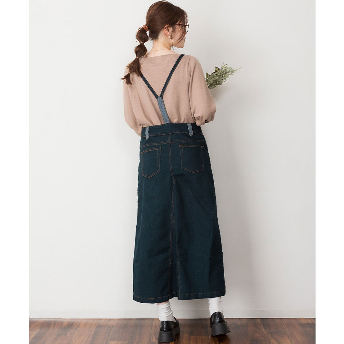 アットワン atONE デニムマキシ丈スカートサロペット