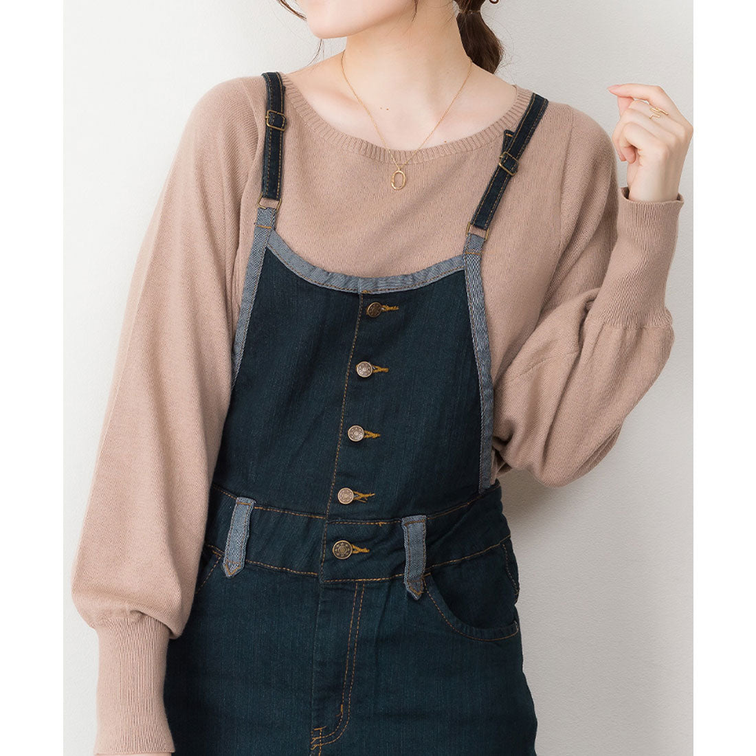 アットワン atONE デニムマキシ丈スカートサロペット