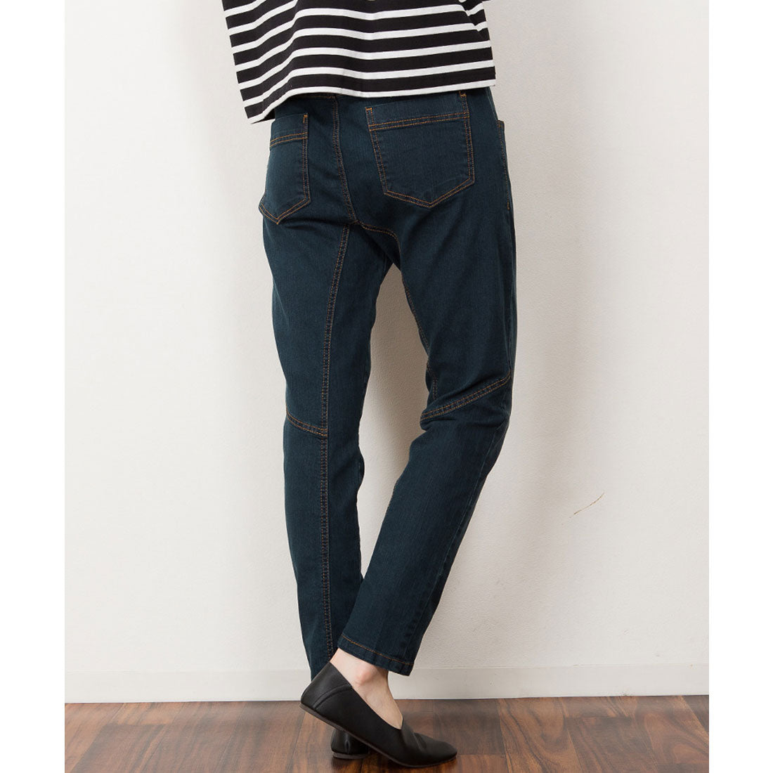 アットワン atONE ウエストリブデニムサルエルパンツ （NAVY） ネイビー