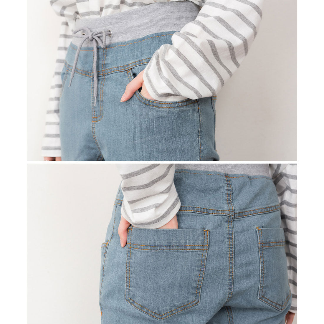 アットワン atONE ウエストリブデニムサルエルパンツ （NAVY） ネイビー