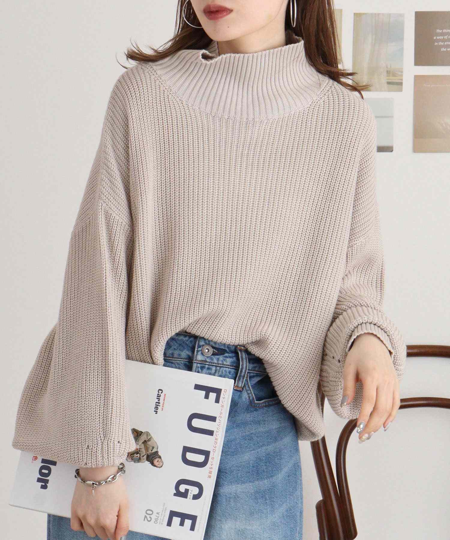 アットワン atONE タートルネックボリュームニット （LT-GRAY） ライトグレー