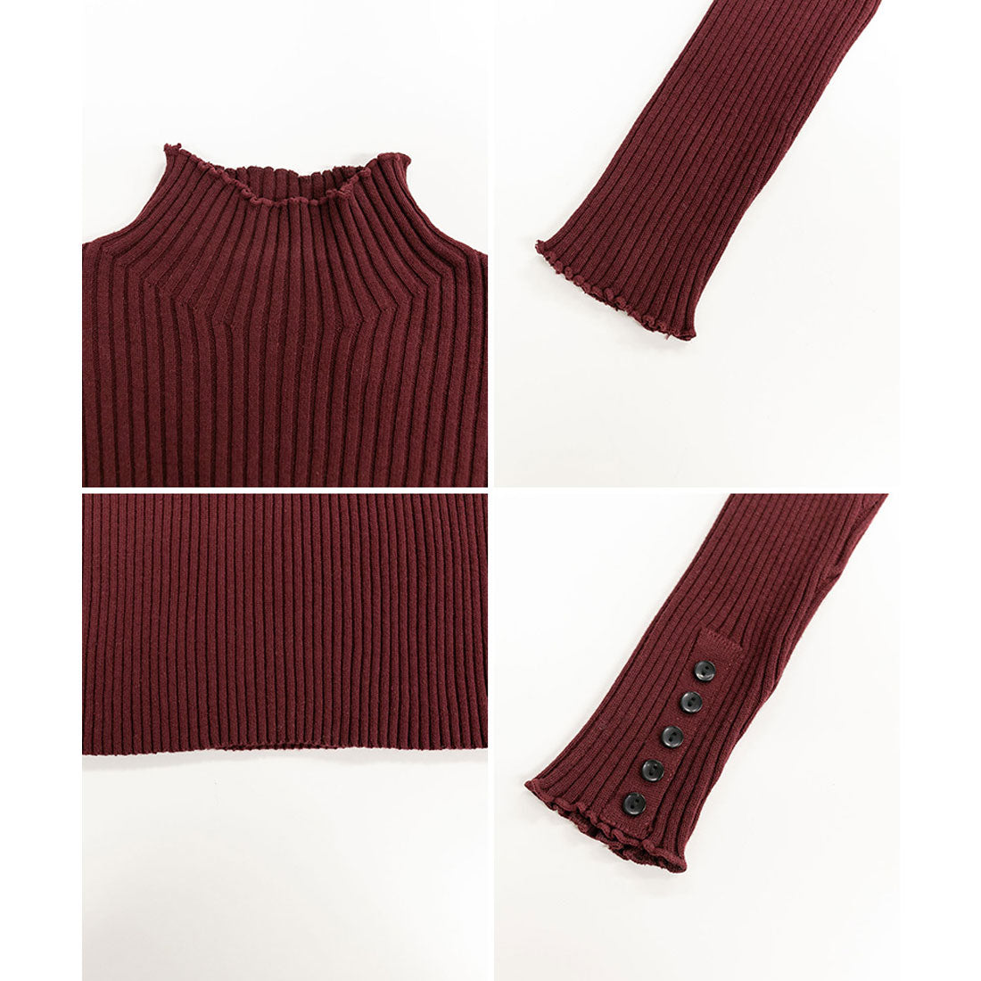 アットワン atONE メロウ襟タートルネックリブニット （杢グレー） 杢グレー