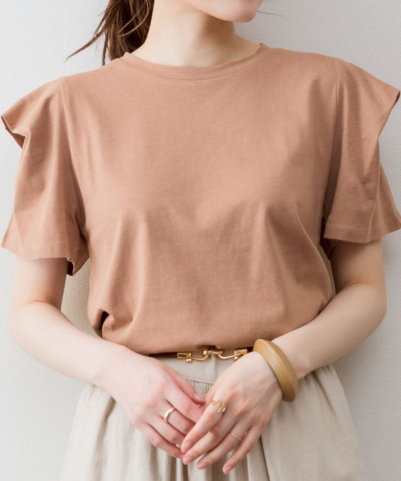 アットワン atONE ボリュームタック袖Tシャツ,モカ