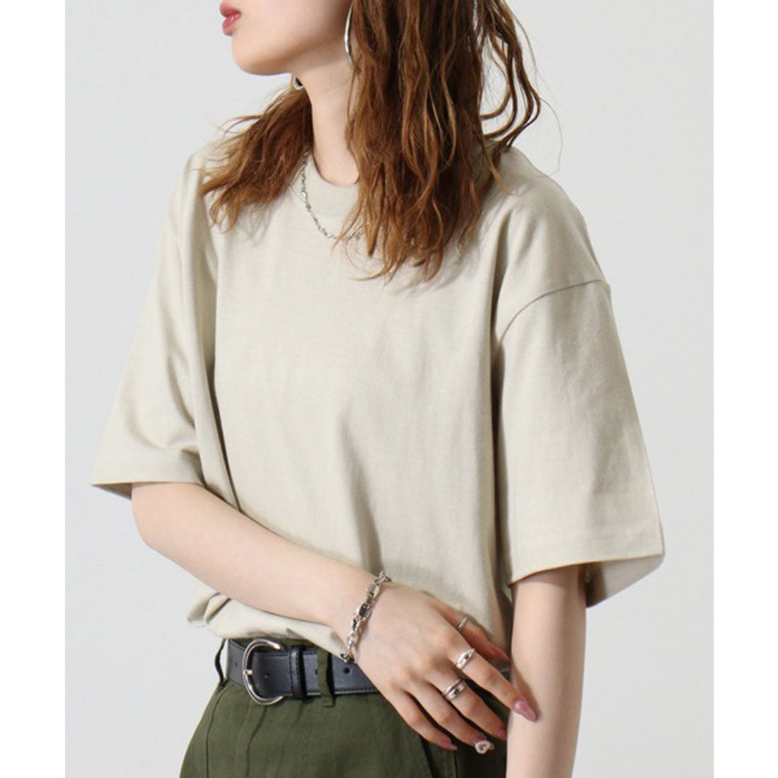アットワン atONE 5.6オンスハイグレードコットンTシャツ,BEIGE