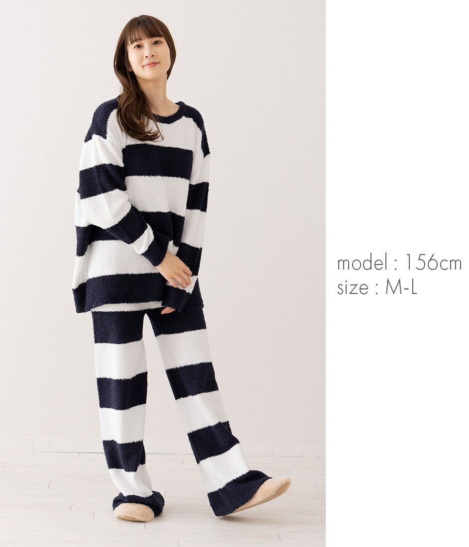 Auni Roomwear Pajama Set Up Fluffy Tops Pants Women's Loungewear Knit Casual 8358