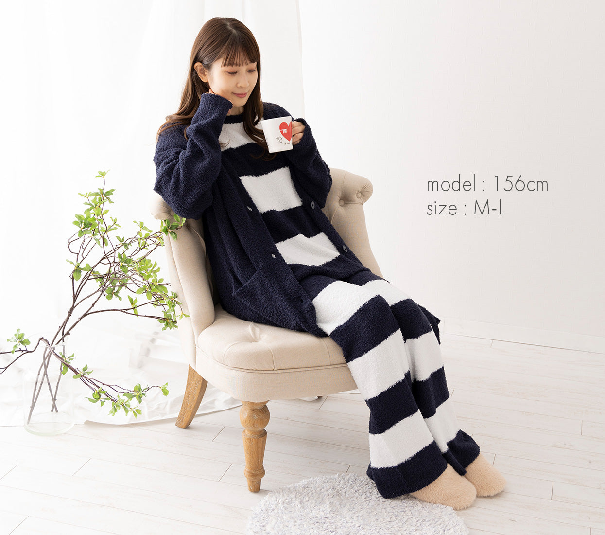 Auni Roomwear Pajama Set Up Fluffy Tops Pants Women's Loungewear Knit Casual 8358