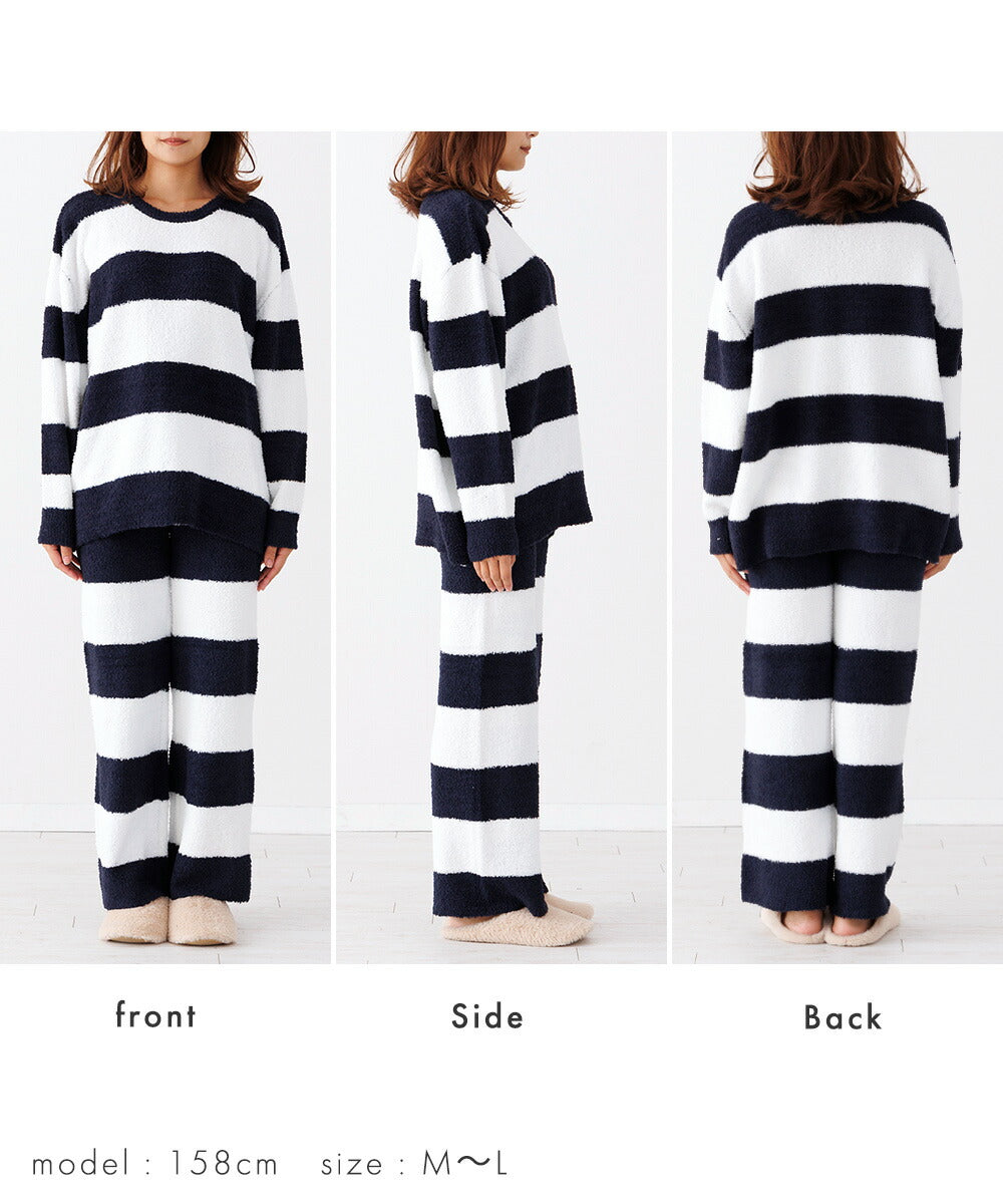 Auni Roomwear Pajama Set Up Fluffy Tops Pants Women's Loungewear Knit Casual 8358