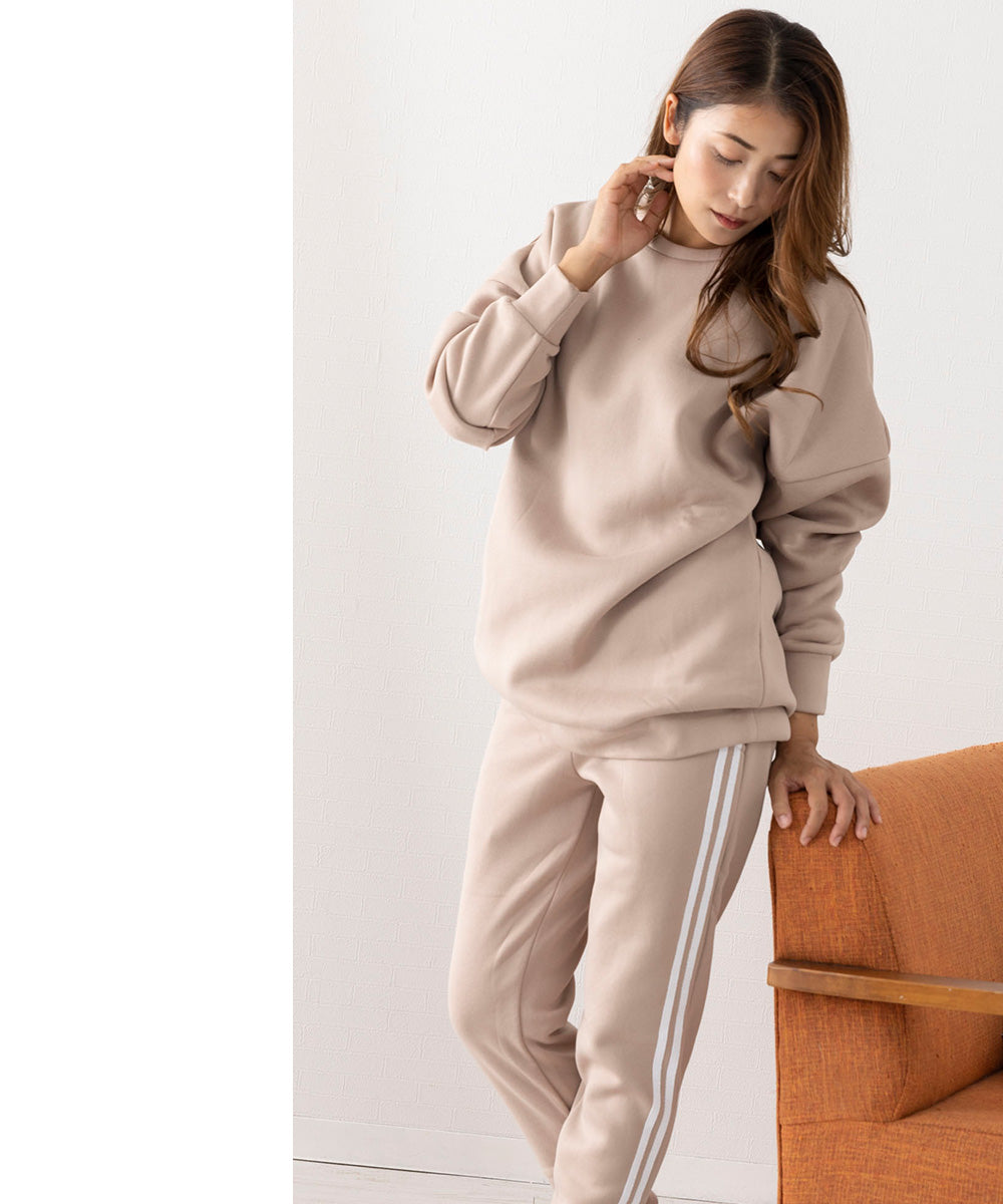 Auni Auni Fleece-Lined Loungewear Set Top and Bottom Sweat Casual Home Wear Jersey for Women 8303