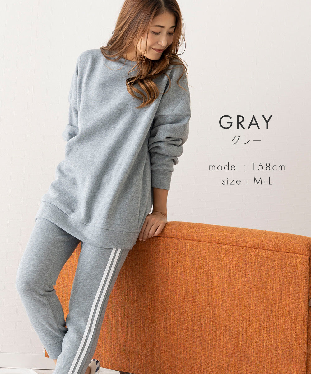 Auni Auni Fleece-Lined Loungewear Set Top and Bottom Sweat Casual Home Wear Jersey for Women 8303