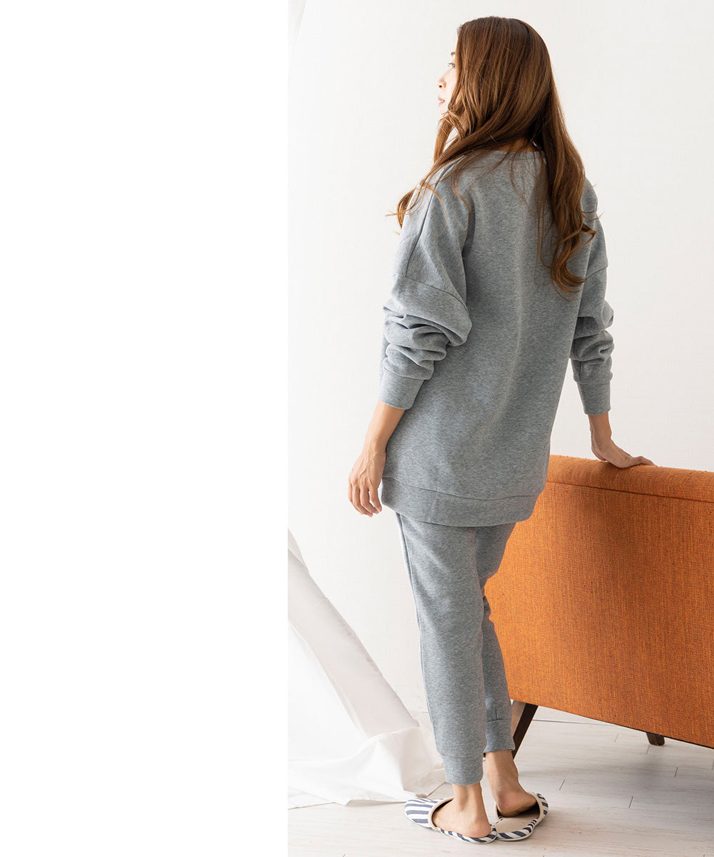 Auni Auni Fleece-Lined Loungewear Set Top and Bottom Sweat Casual Home Wear Jersey for Women 8303