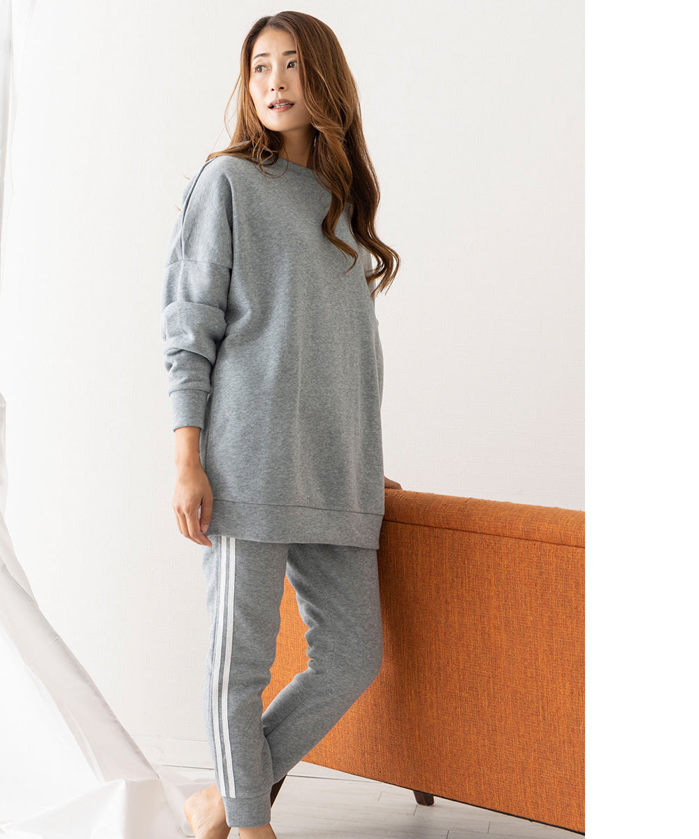 Auni Auni Fleece-Lined Loungewear Set Top and Bottom Sweat Casual Home Wear Jersey for Women 8303