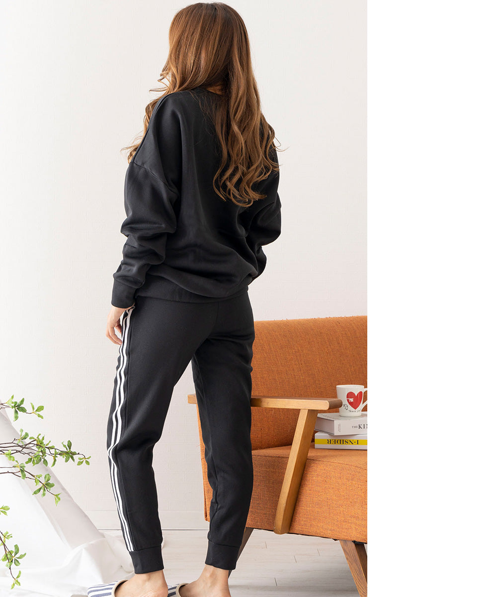 Auni Auni Fleece-Lined Loungewear Set Top and Bottom Sweat Casual Home Wear Jersey for Women 8303