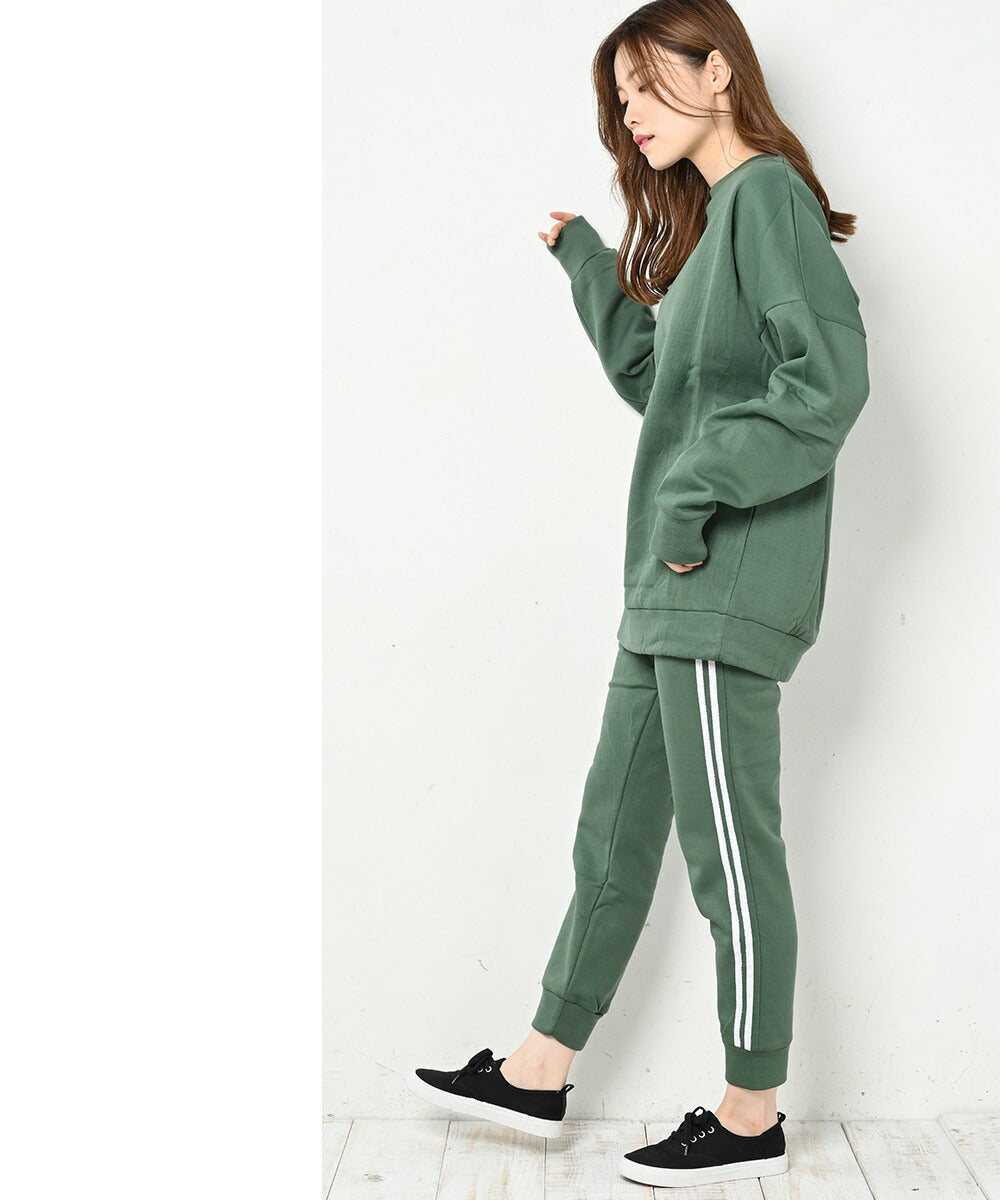 Auni Auni Fleece-Lined Loungewear Set Top and Bottom Sweat Casual Home Wear Jersey for Women 8303