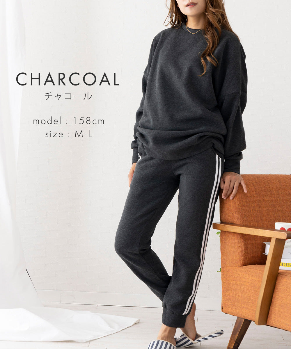 Auni Auni Fleece-Lined Loungewear Set Top and Bottom Sweat Casual Home Wear Jersey for Women 8303