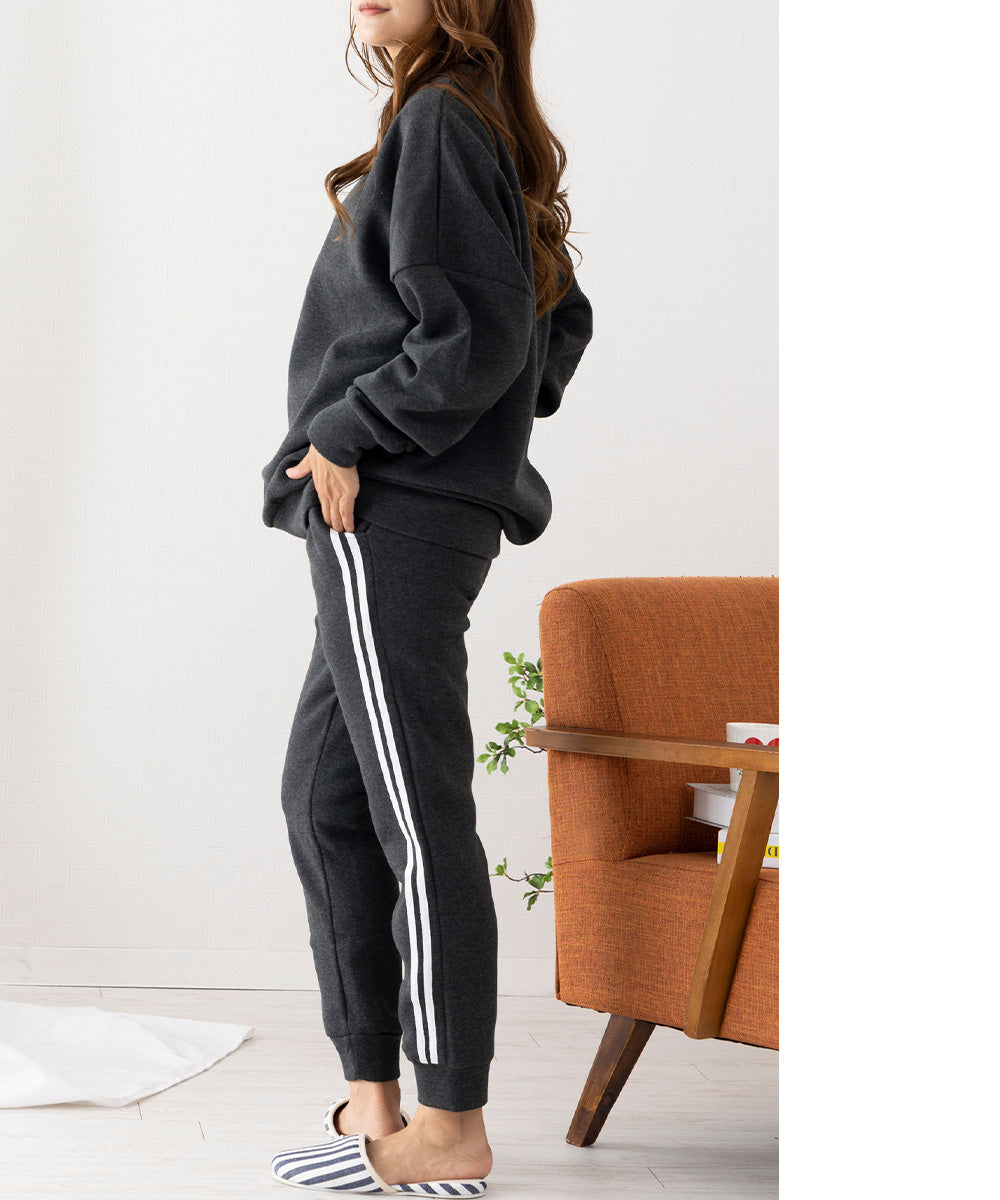 Auni Auni Fleece-Lined Loungewear Set Top and Bottom Sweat Casual Home Wear Jersey for Women 8303