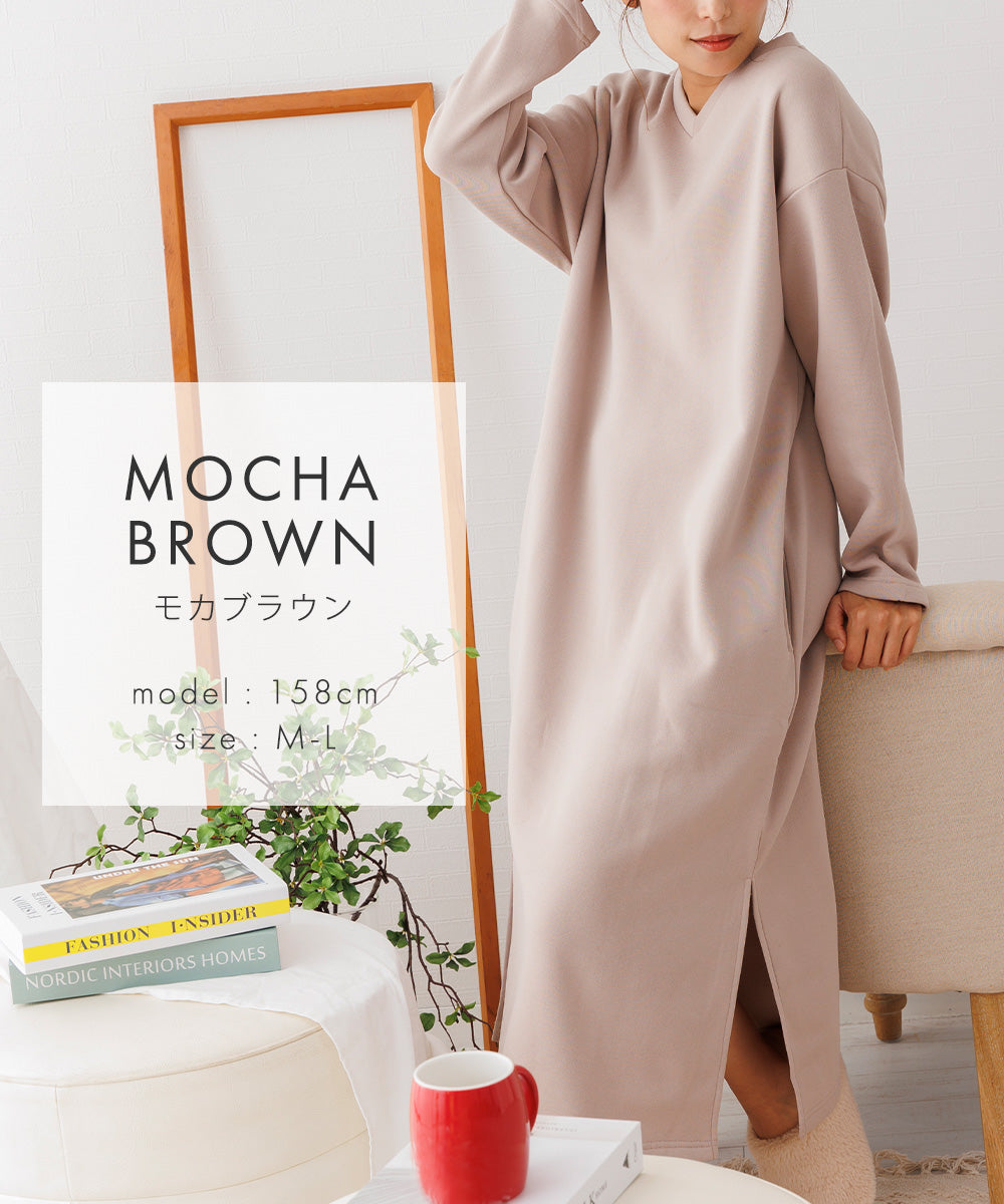 Auni Women's One-Piece V-Neck Autumn Winter Fleece Lined Classic Casual Loungewear Pajamas Home Wear 8314