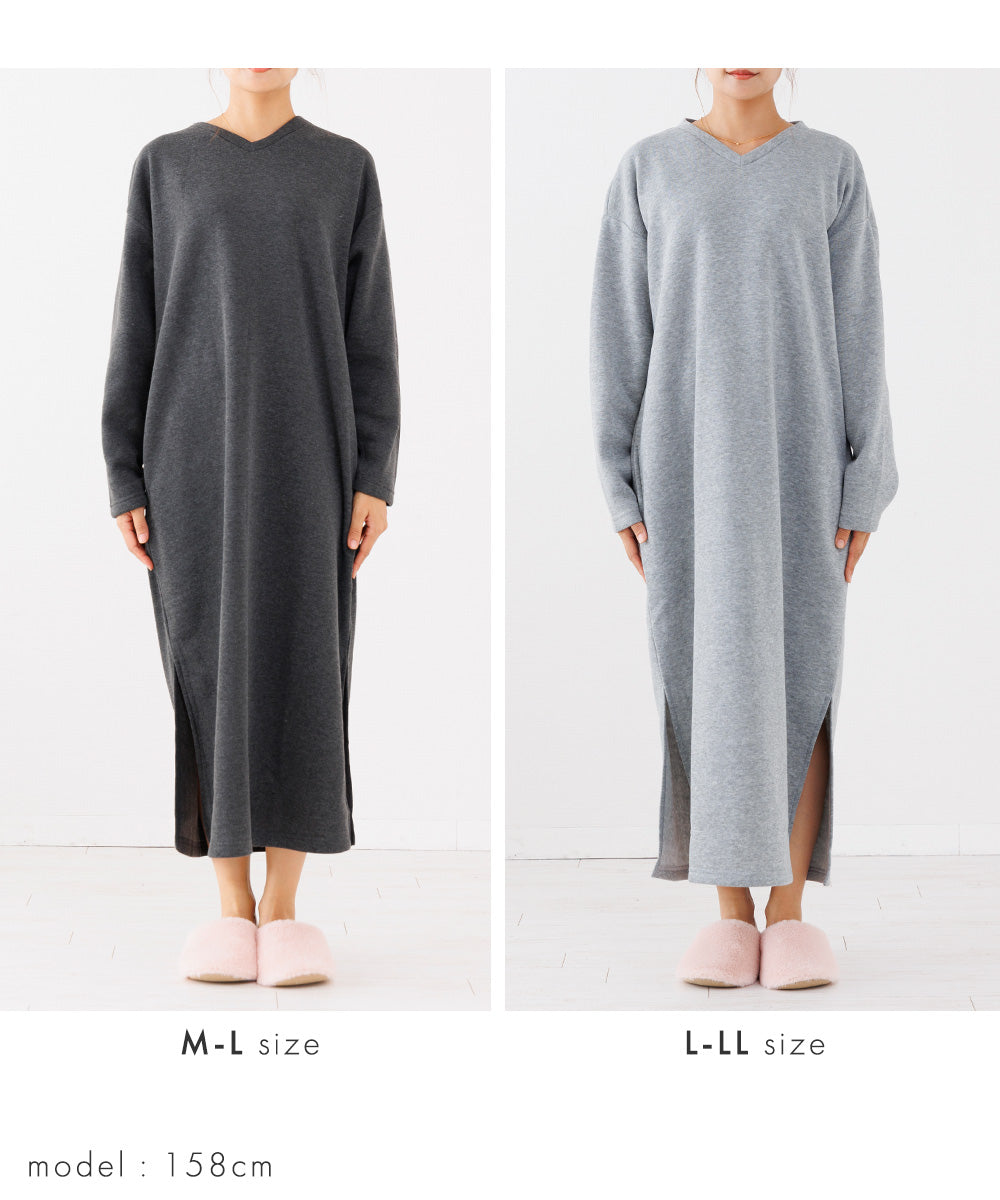 Auni Women's One-Piece V-Neck Autumn Winter Fleece Lined Classic Casual Loungewear Pajamas Home Wear 8314