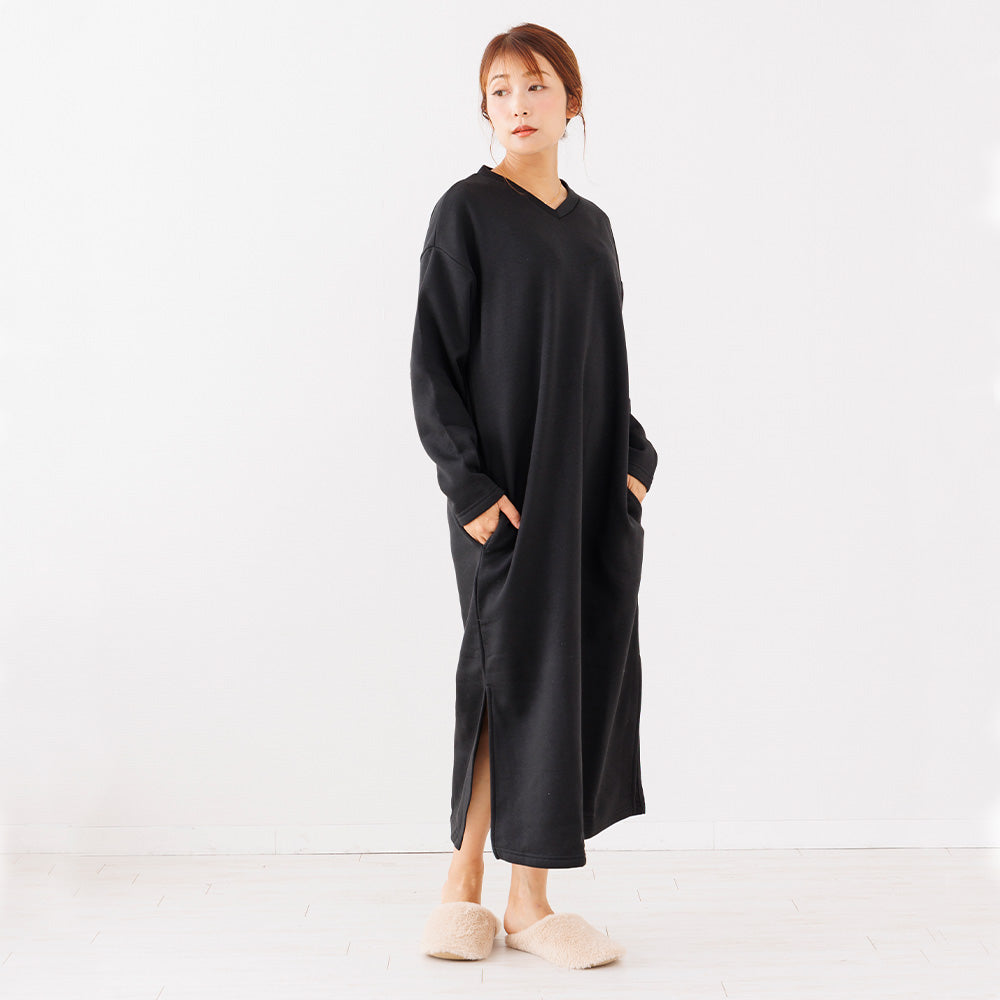 Auni Women's One-Piece V-Neck Autumn Winter Fleece Lined Classic Casual Loungewear Pajamas Home Wear 8314
