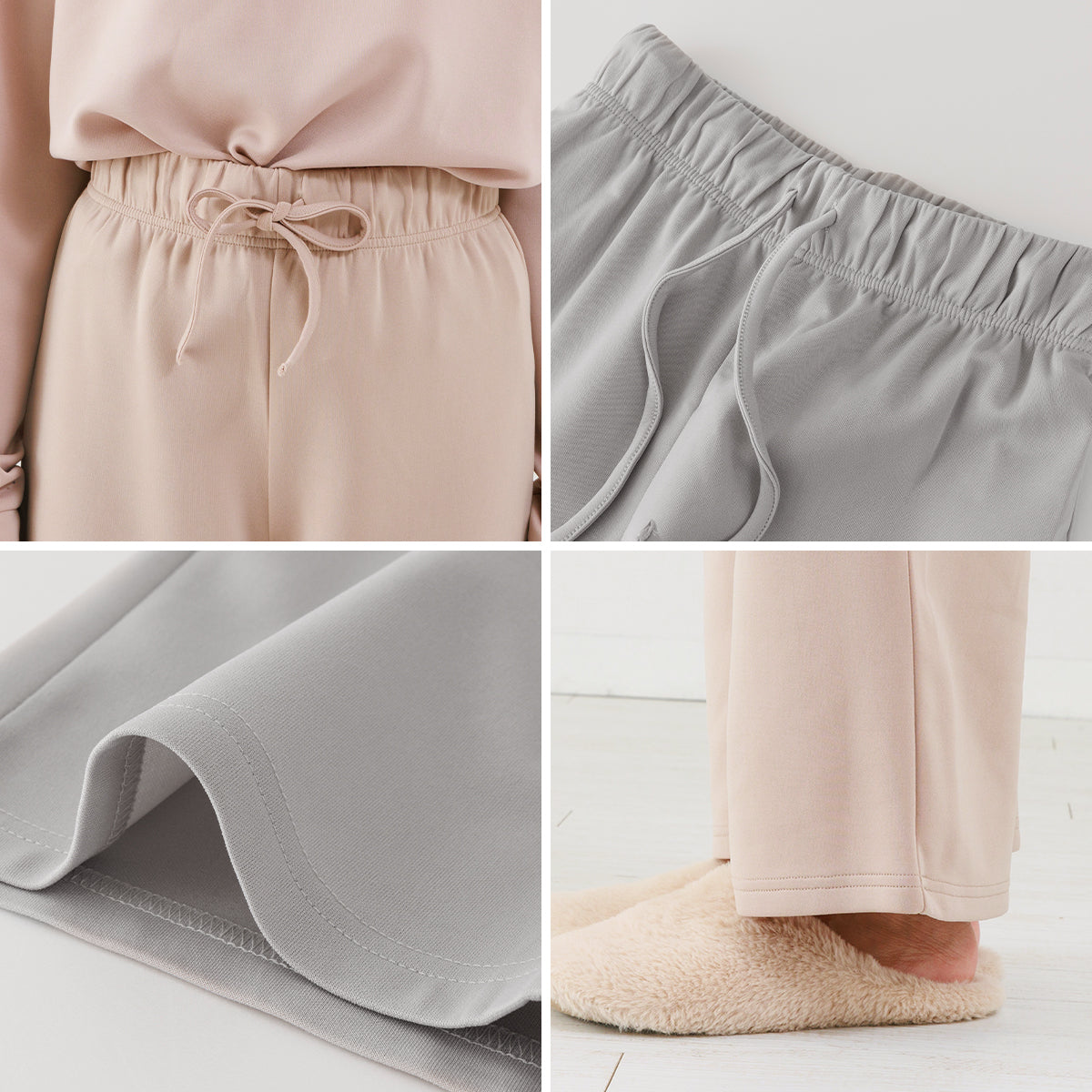 Auni Pajamas for Women Winter Autumn Sweat Box Knit Jersey loungewear Bottoms Wide Pants Waist Tie Pants Home Wear 8338