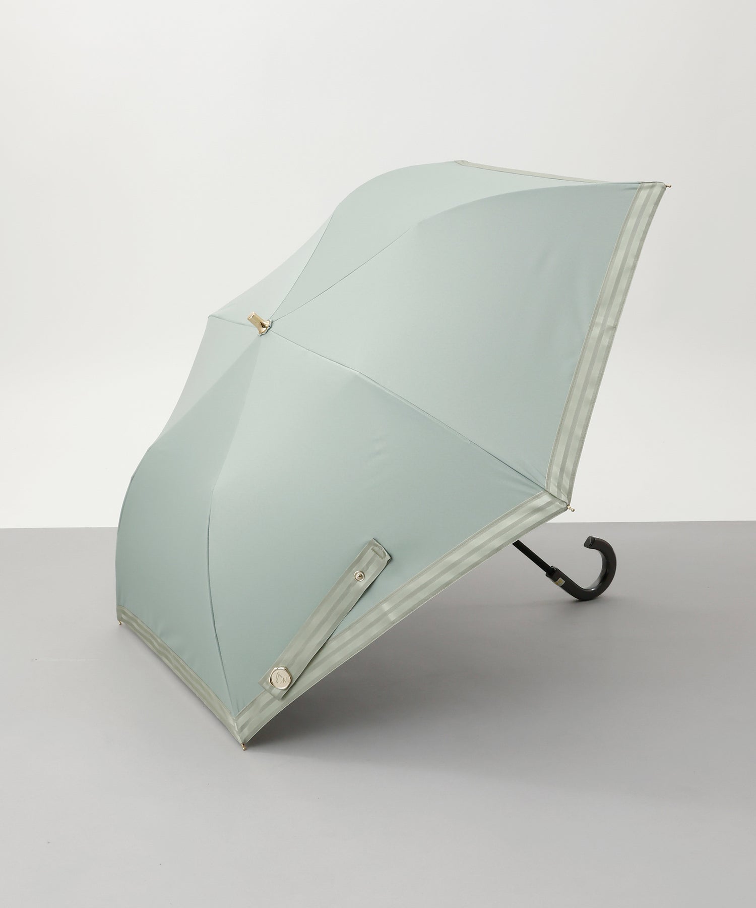 Beaurance Satin Jacquard Tape Pattern All-Weather Top Flat Folding Umbrella