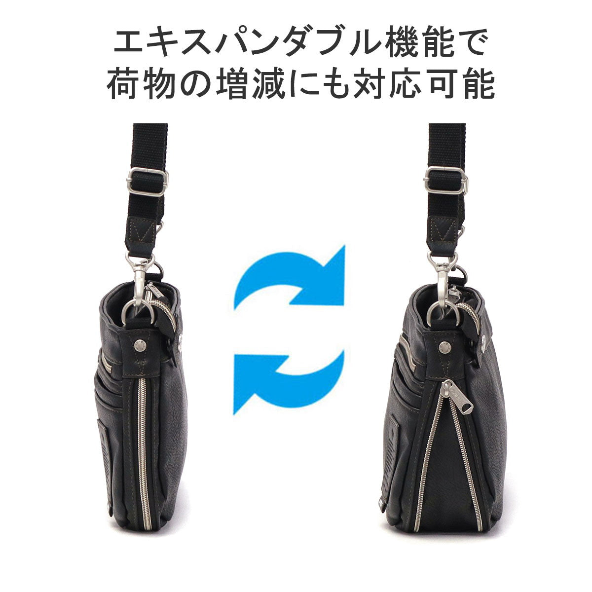 アヴィレックス AVIREX ショルダーバッグ メンズ レディース 斜めがけバッグ ブランド バッグ 斜めがけ かっこいい 小さめ 軽量 大人 エキスパンダブル STUART ミニショルダーバッグ AX5006 （クロ） クロ