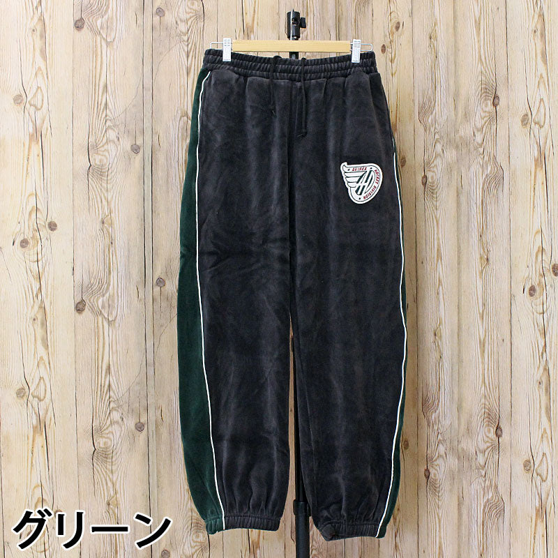 アヴィレックス AVIREX アヴィレックス VELOUR PANTS 'A.C.D' ベロア パンツ ジャージ サイドライン 刺繍 ロングパンツ イージーパンツ メンズ （ブラック） ブラック