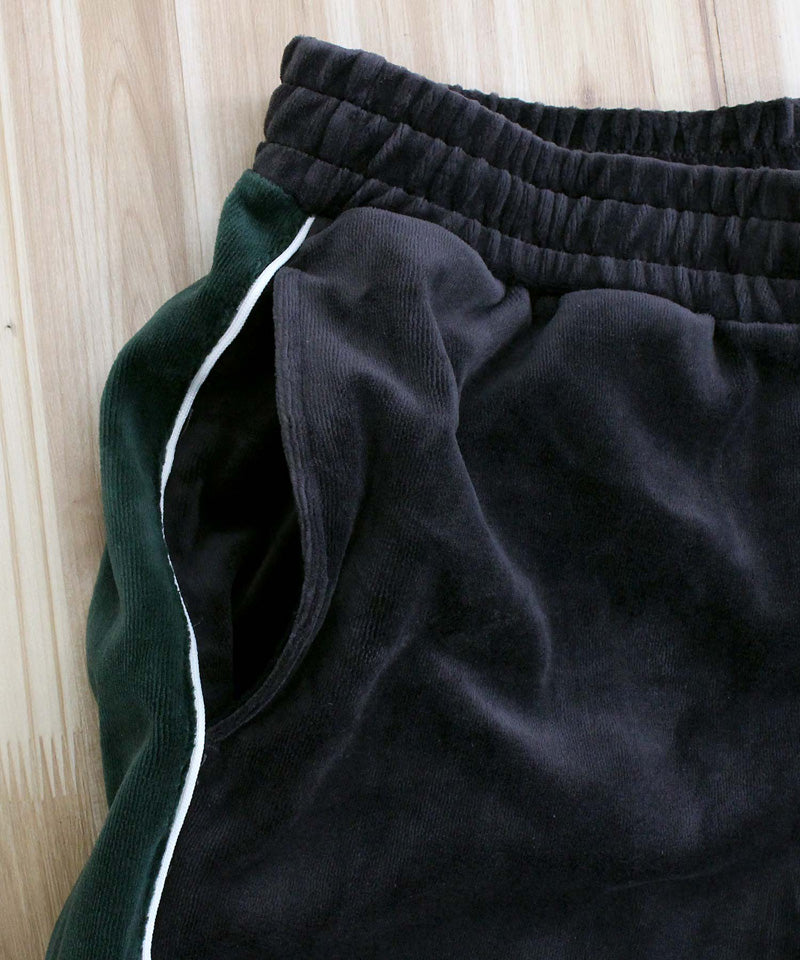 アヴィレックス AVIREX アヴィレックス VELOUR PANTS 'A.C.D' ベロア パンツ ジャージ サイドライン 刺繍 ロングパンツ イージーパンツ メンズ （ブラック） ブラック