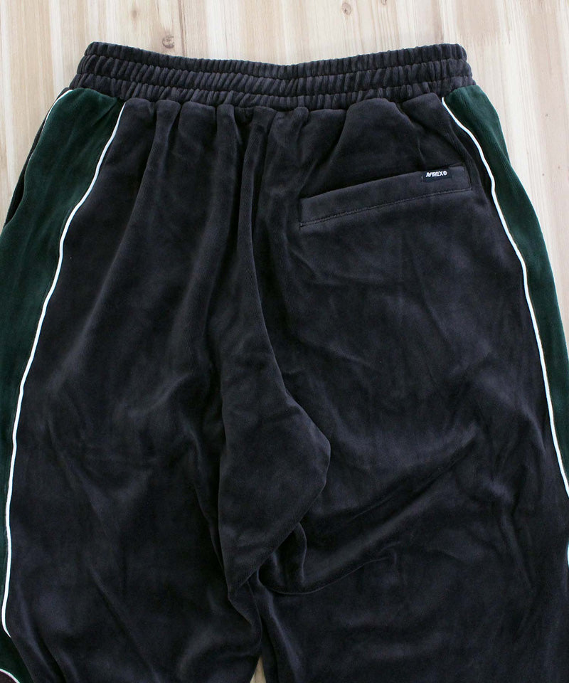 アヴィレックス AVIREX アヴィレックス VELOUR PANTS 'A.C.D' ベロア パンツ ジャージ サイドライン 刺繍 ロングパンツ イージーパンツ メンズ （ブラック） ブラック