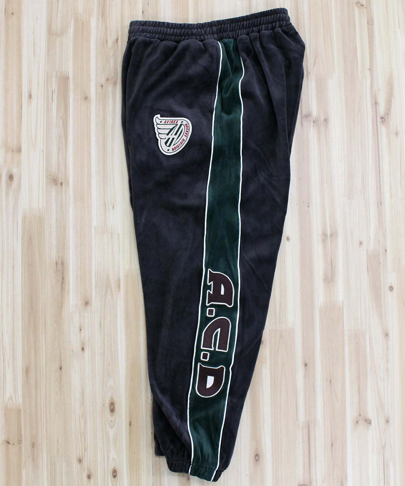 アヴィレックス AVIREX アヴィレックス VELOUR PANTS 'A.C.D' ベロア パンツ ジャージ サイドライン 刺繍 ロングパンツ イージーパンツ メンズ （ブラック） ブラック