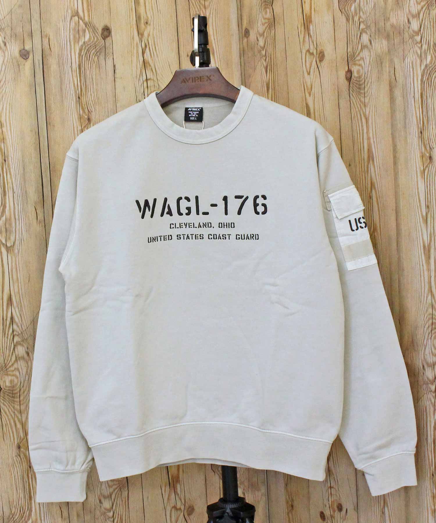 アヴィレックス AVIREX FADED MIL.POCKET CREWNECK SWEAT フェイド ミリタリーポケット クルーネック スウェット トップス アビレックス メンズ ブランド （1-ライトグレー） 1-ライトグレー