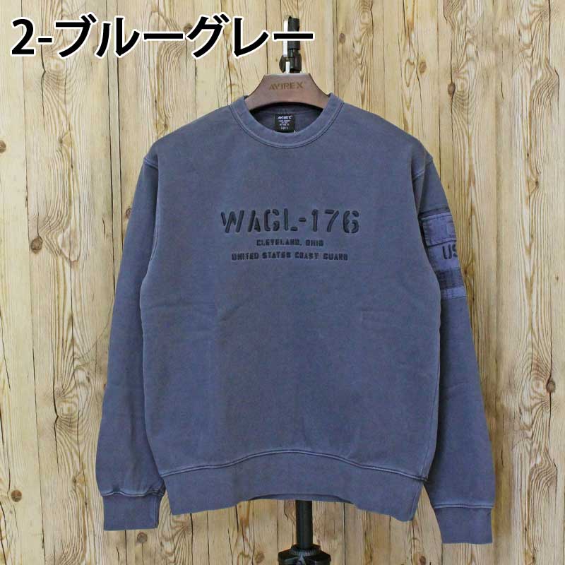 アヴィレックス AVIREX FADED MIL.POCKET CREWNECK SWEAT フェイド ミリタリーポケット クルーネック スウェット トップス アビレックス メンズ ブランド （1-ライトグレー） 1-ライトグレー