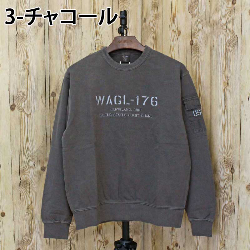 アヴィレックス AVIREX FADED MIL.POCKET CREWNECK SWEAT フェイド ミリタリーポケット クルーネック スウェット トップス アビレックス メンズ ブランド （1-ライトグレー） 1-ライトグレー