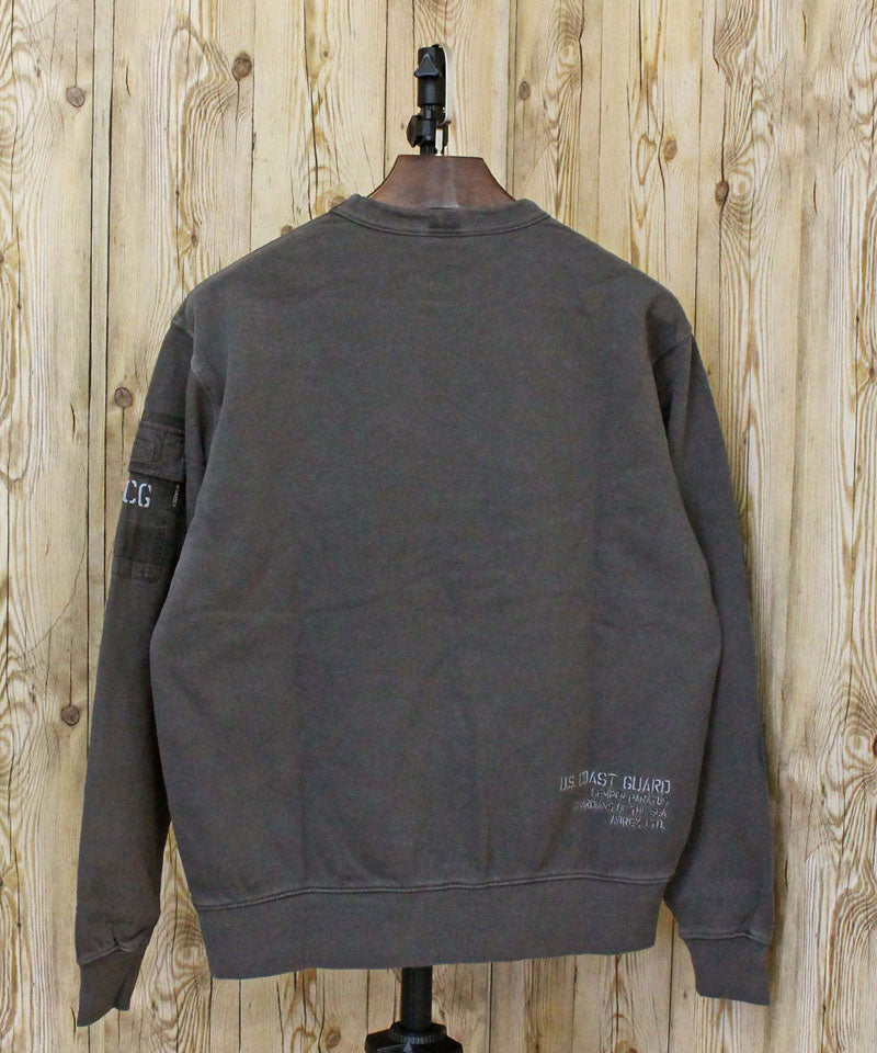 アヴィレックス AVIREX FADED MIL.POCKET CREWNECK SWEAT フェイド ミリタリーポケット クルーネック スウェット トップス アビレックス メンズ ブランド （1-ライトグレー） 1-ライトグレー
