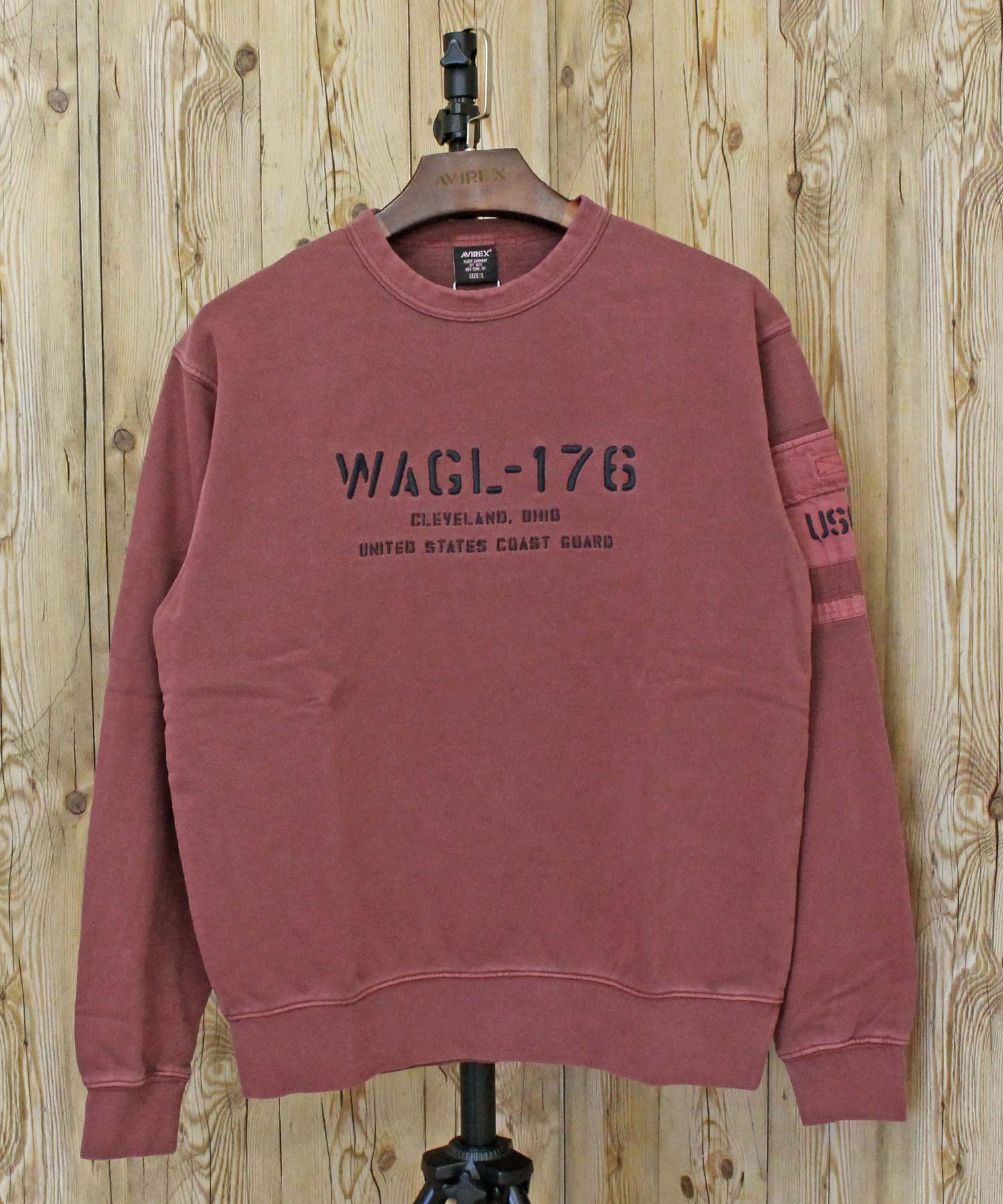 アヴィレックス AVIREX FADED MIL.POCKET CREWNECK SWEAT フェイド ミリタリーポケット クルーネック スウェット トップス アビレックス メンズ ブランド （4-バーガンディー） 4-バーガンディー