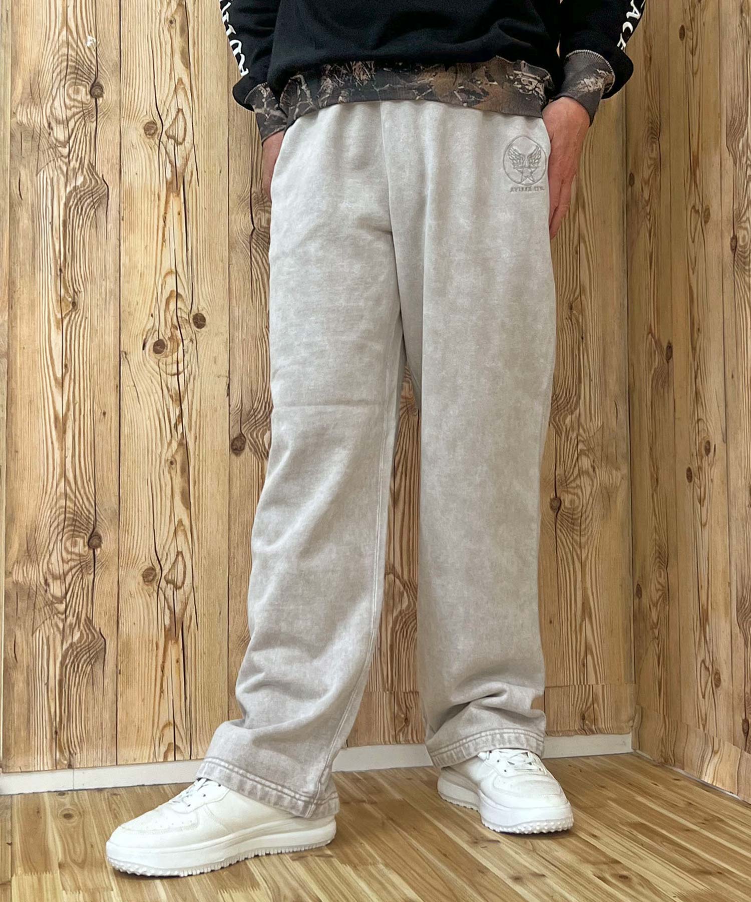 アヴィレックス AVIREX ACID WASH SWEAT PANTS アシッドウォッシュ スウェットパンツ アビレックス メンズ ブランド （1-ライトグレー） 1-ライトグレー