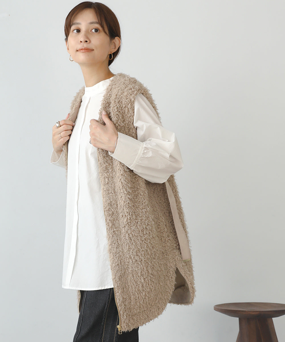 ブージュルード Bou Jeloud カルガンラムライクファーベスト,BEIGE