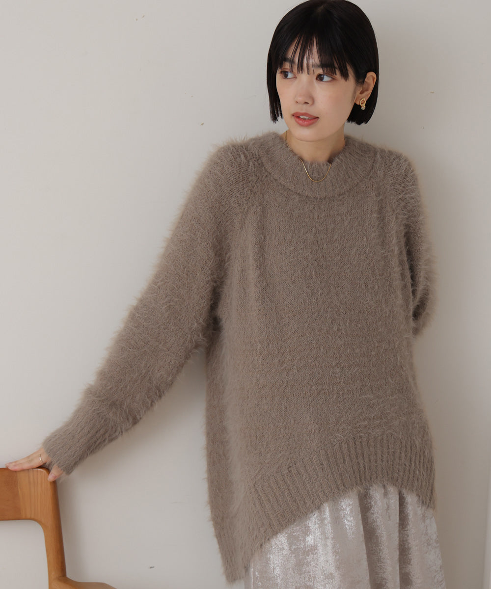ブージュルード Bou Jeloud 裾カーブシャギーニットチュニック