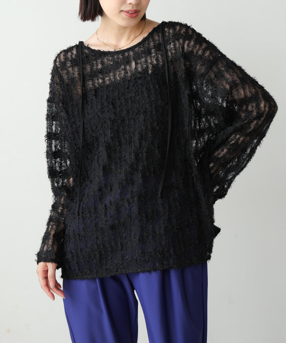 ブージュルード Bou Jeloud チュールフリル前後2WAYプルオーバー （BLACK） BLACK