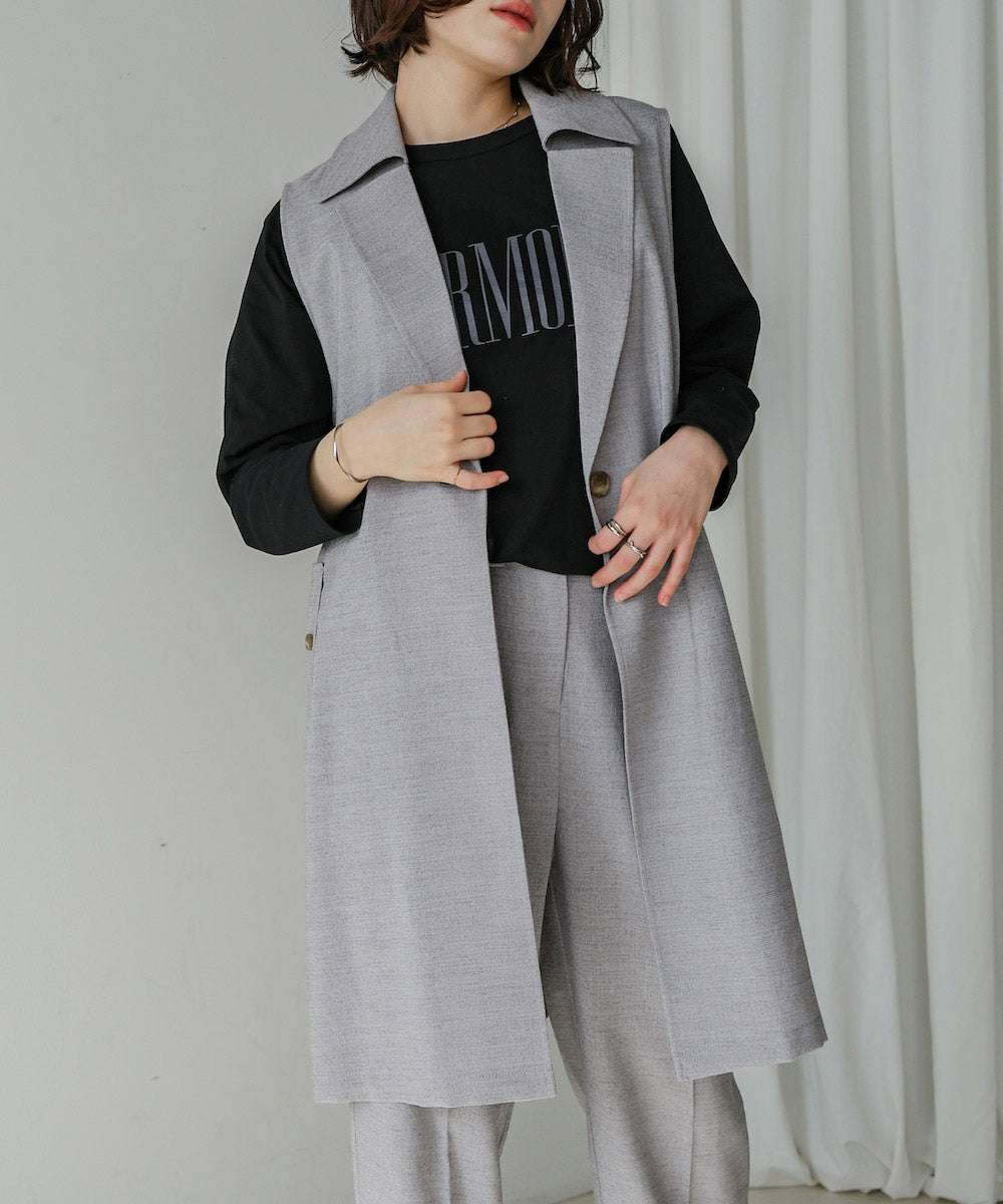 ブージュルード Bou Jeloud リネンライクスリーブレスジャケット （GRAY） GRAY
