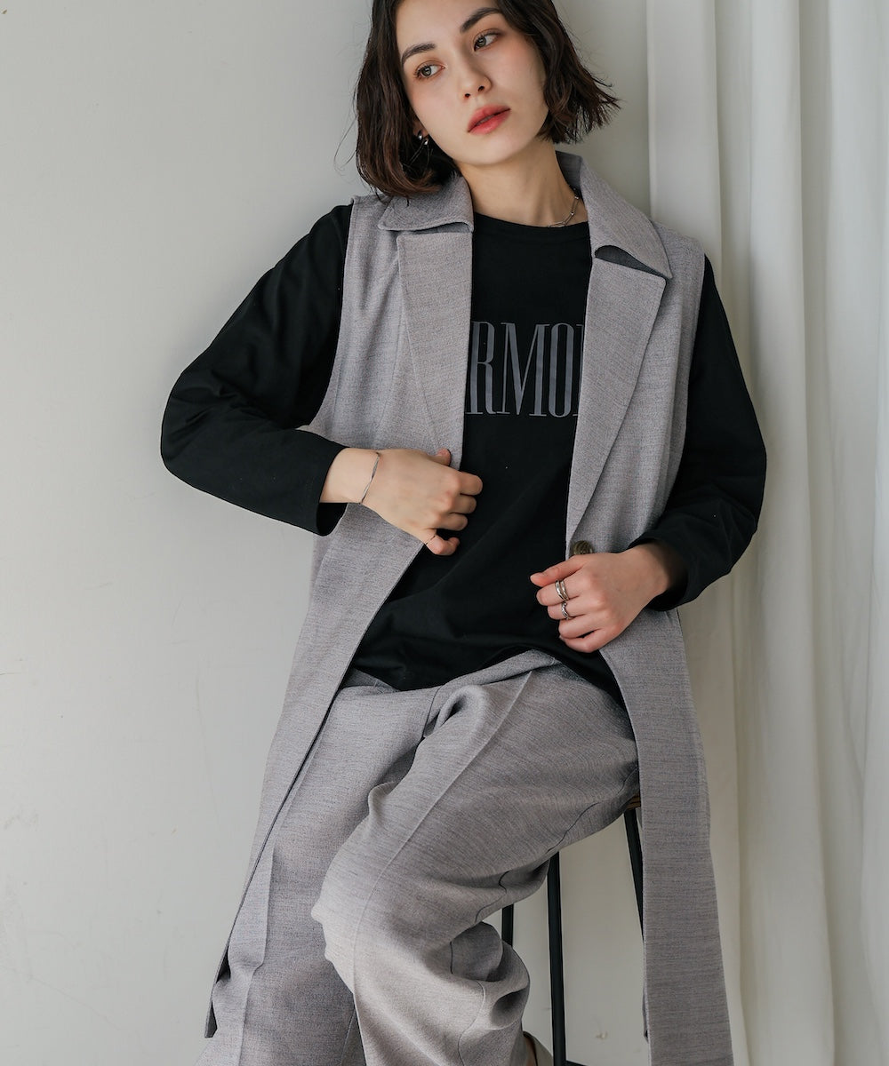 ブージュルード Bou Jeloud リネンライクスリーブレスジャケット （GRAY） GRAY