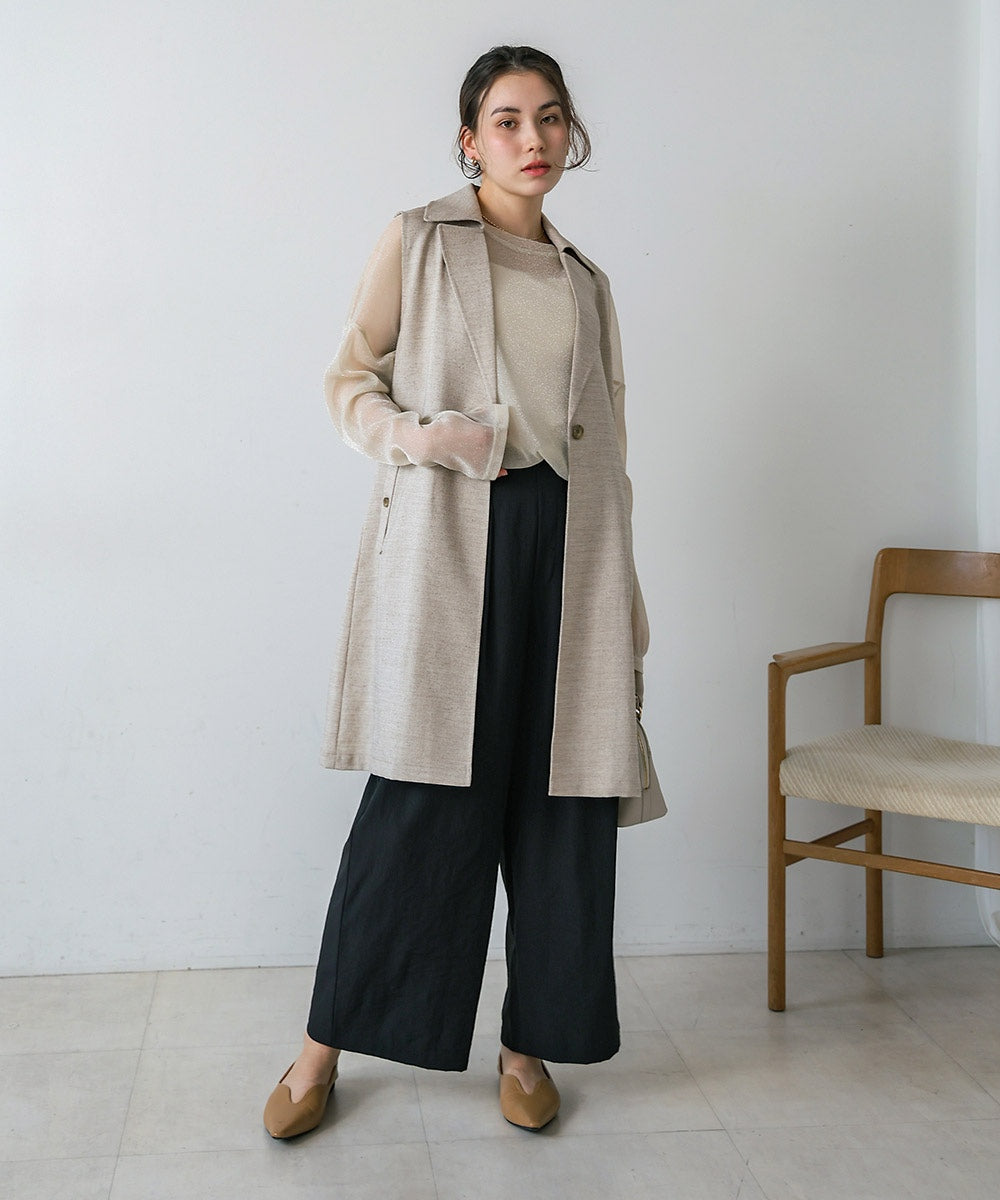 ブージュルード Bou Jeloud リネンライクスリーブレスジャケット （BEIGE） BEIGE